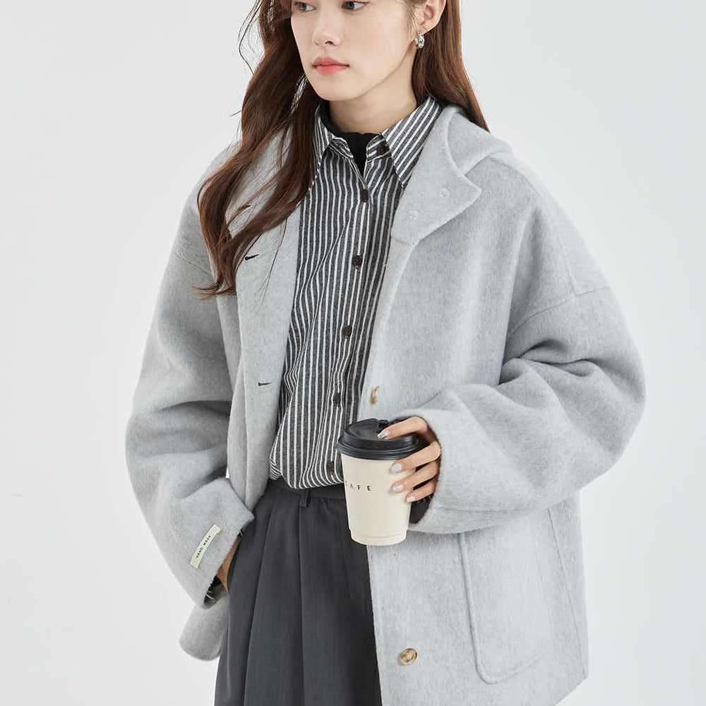 Cloak Winter Hooded Reversible Cashmere Coat