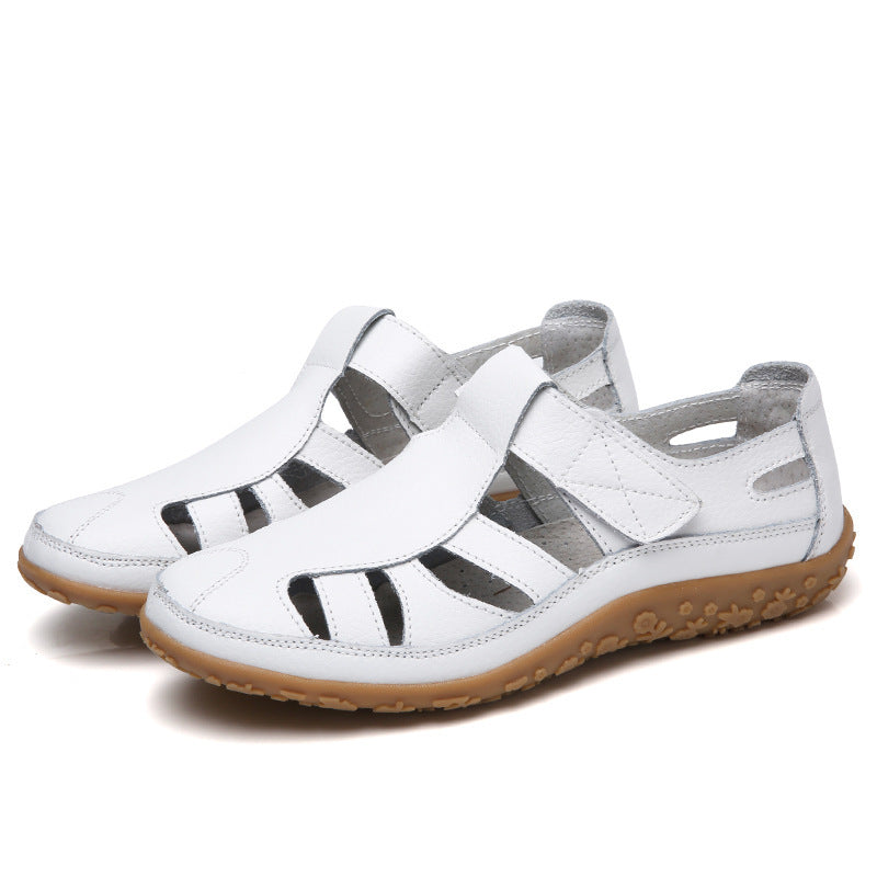 Summer Handmade Retro Soft Sole Leather Velcro Casual Women's Shoes