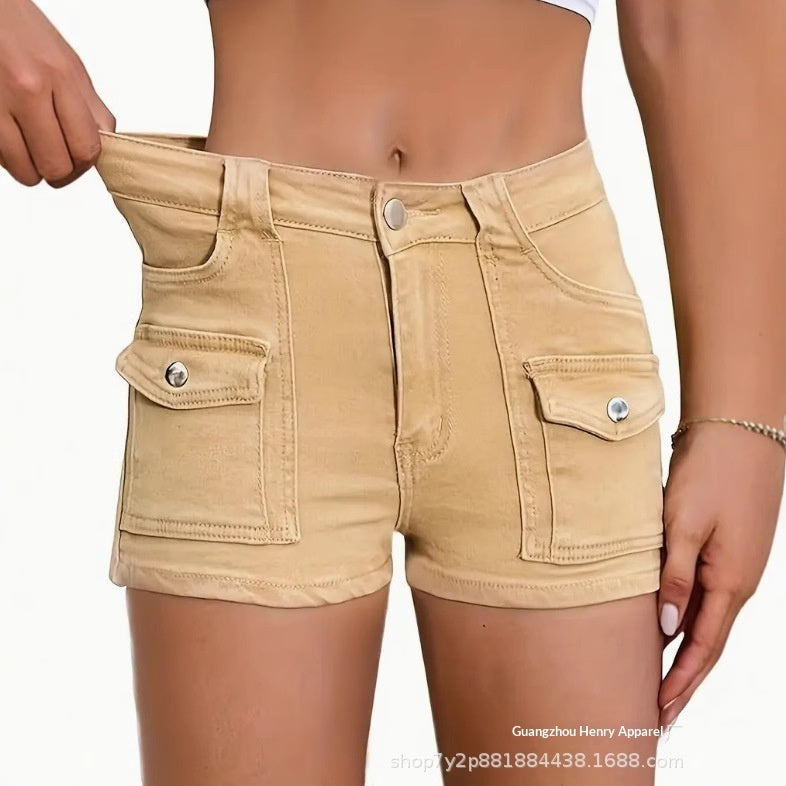 Women's Stretchy Multi-Pocket Denim Shorts