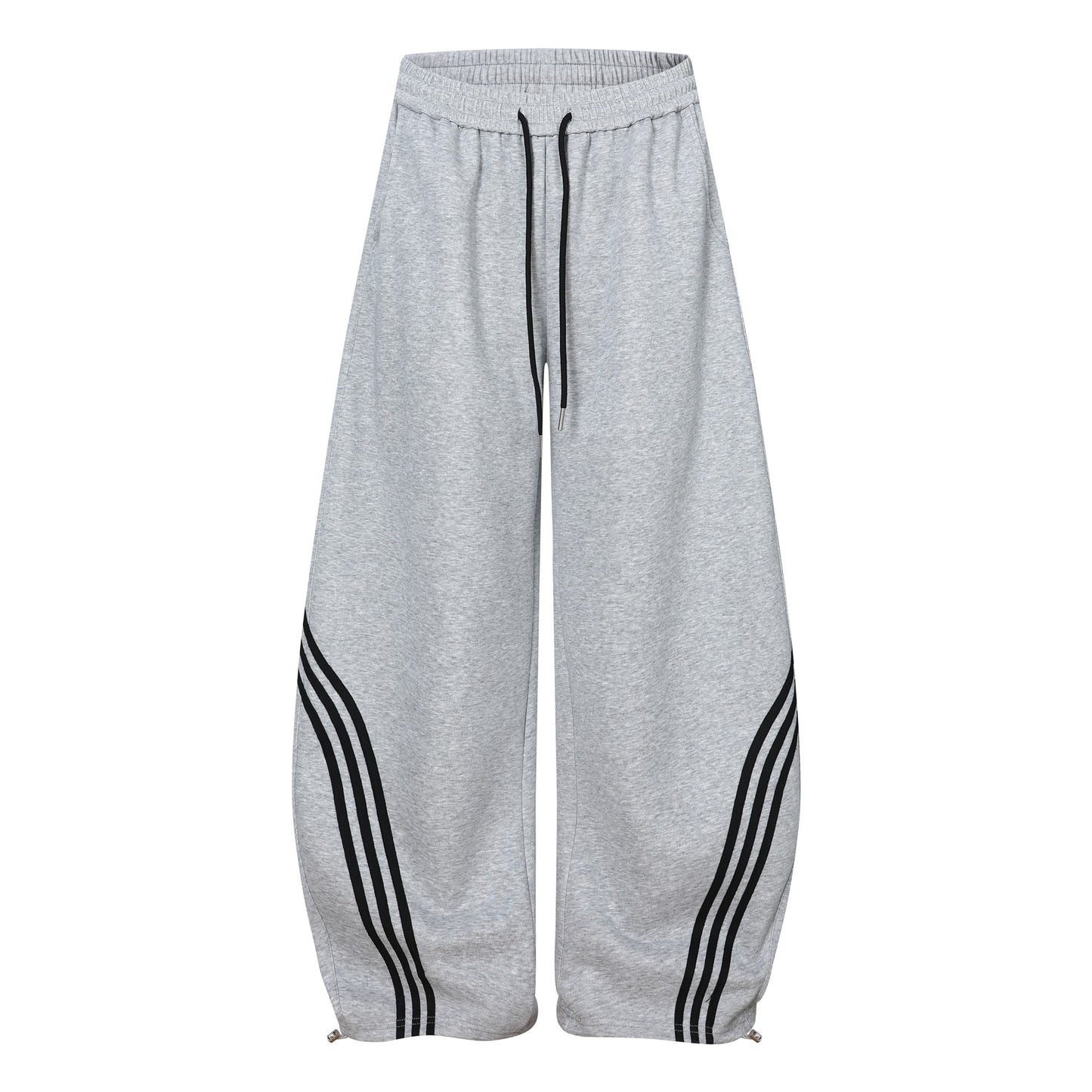 Womens American-Style Retro Striped Color-Block Patchwork Cropped Sweatpants