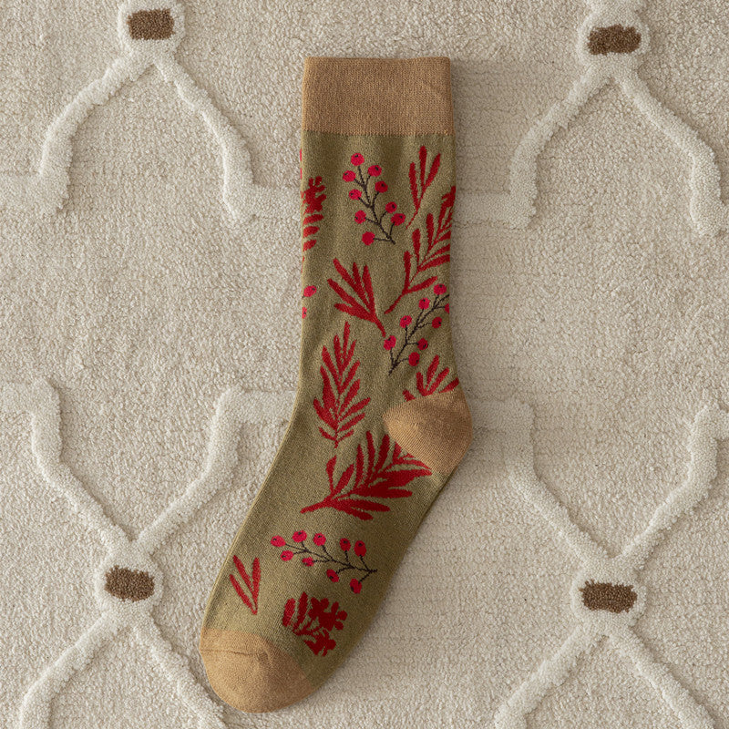 Autumn And Winter New Combed Cotton Thickened Japanese Retro Style Middle Tube Cotton Socks
