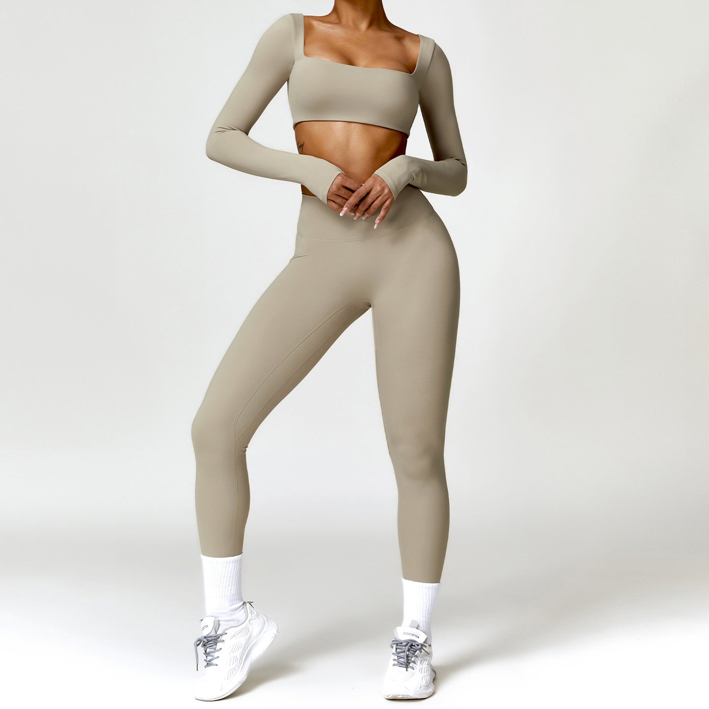 Winter Nude Feel Tight Yoga Suit High-waist Quick-drying Running Sports Workout Clothes