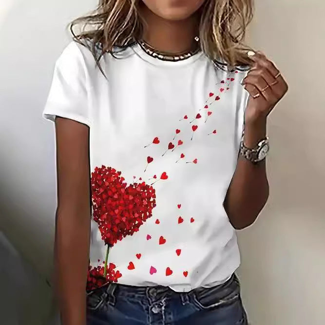 Women's Floral 3D Printed T-shirt Printed Top