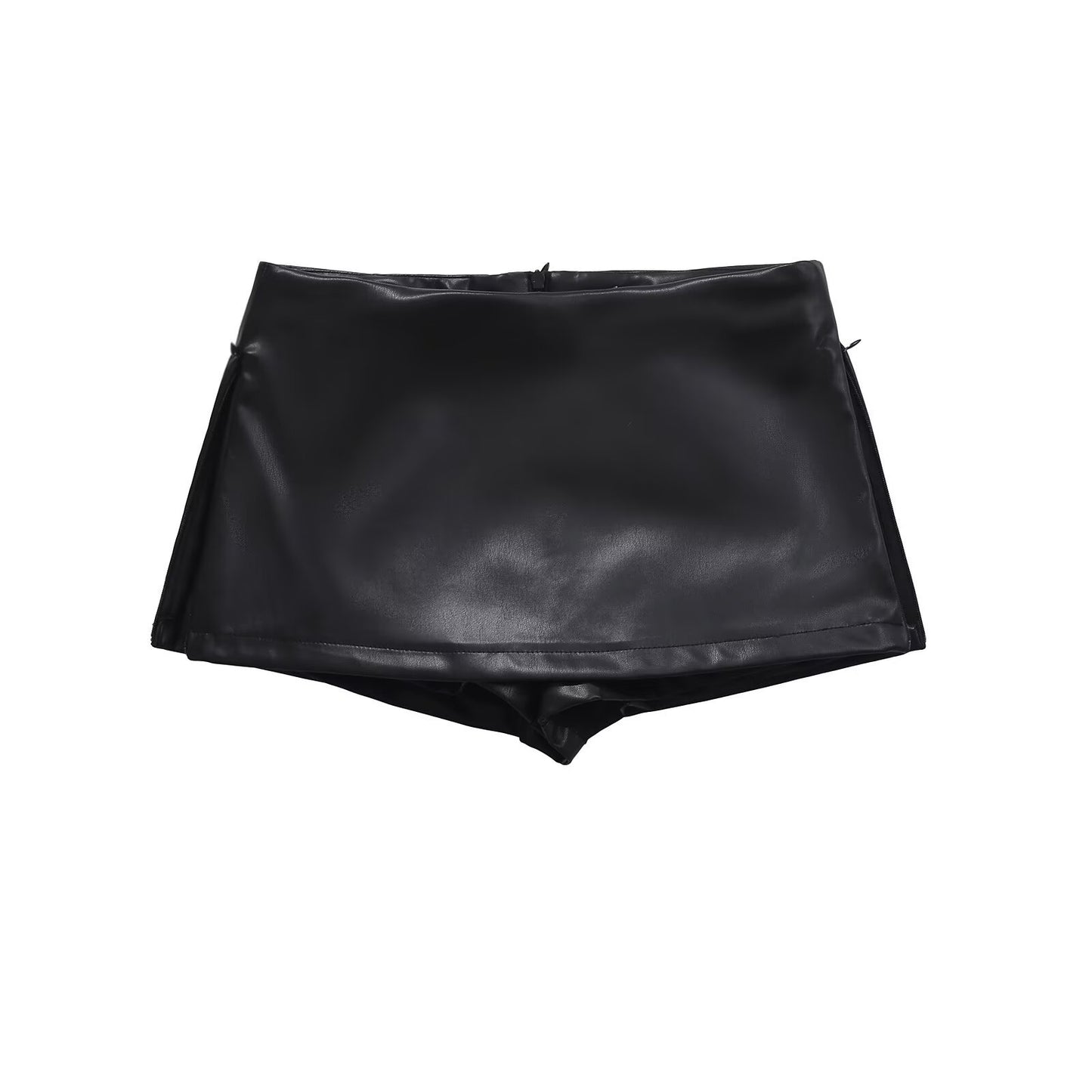 Low Waist Mini Zipper PU Leather Hip Skirt