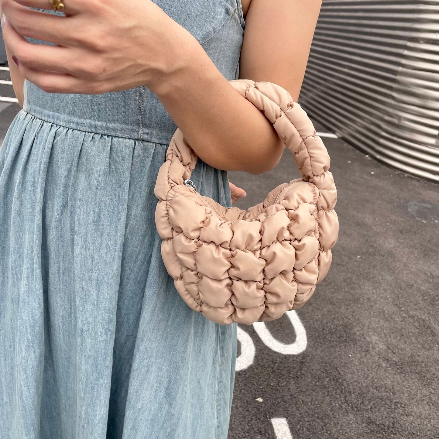 Pleated Plaid Cloud Pack Down Under Arms