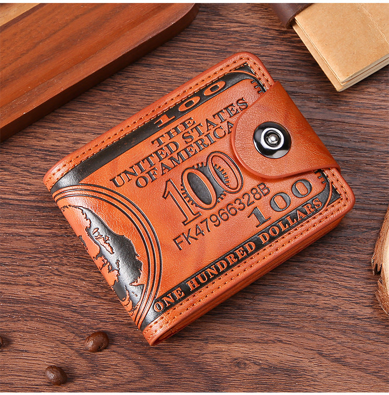 Personalized Dollar Wallet Men's Two-fold Buckle Multiple Card Slots Wallet Purse