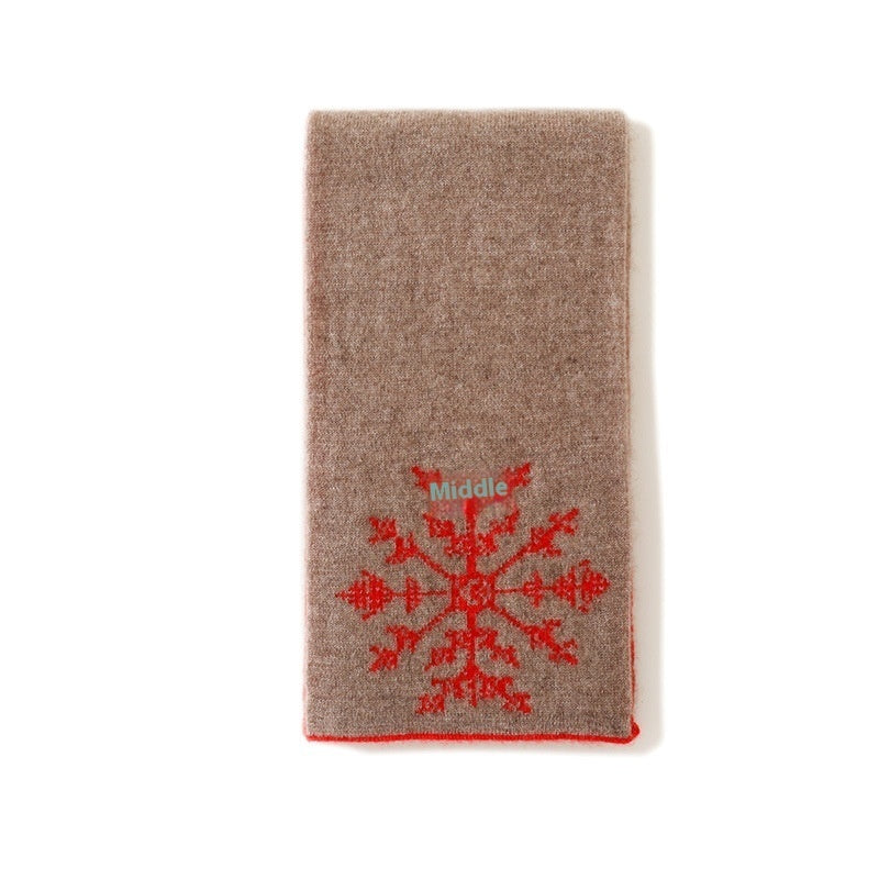 Women's Autumn And Winter Thickening Jacquard Cold-proof Windproof Warm Mid-length Knitted Cashmere Scarf