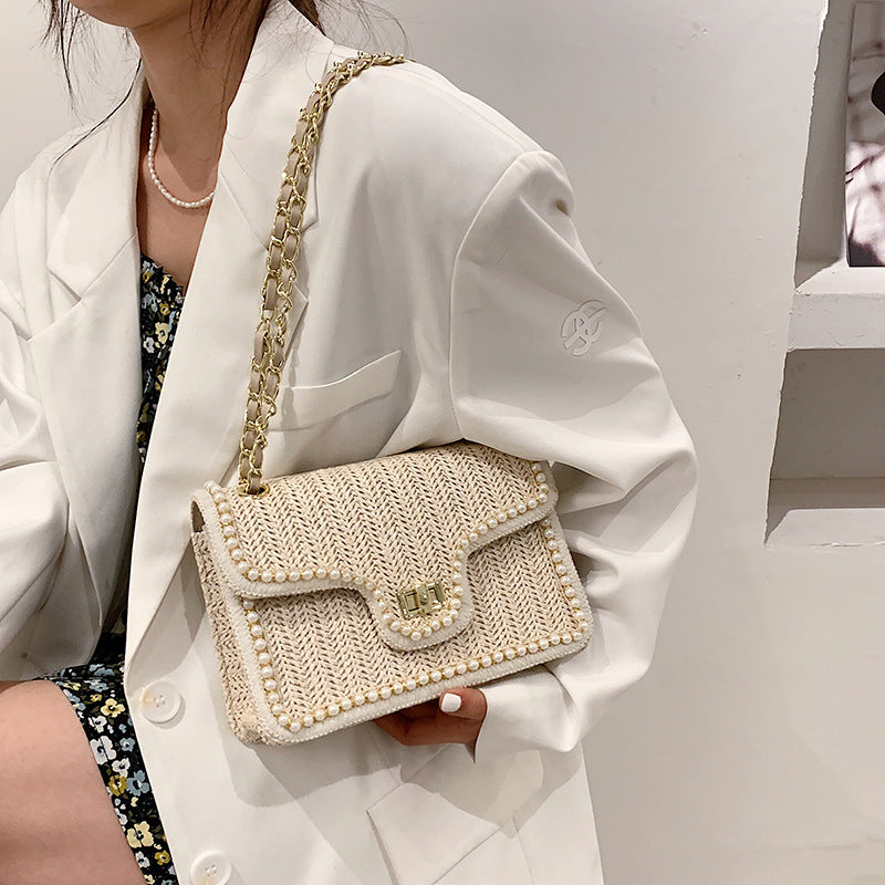 Shoulder Messenger Chain Women's Straw Bag