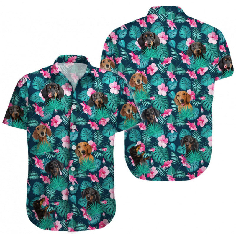 Digital Print Shirt Vacation Style Loose Casual Shirt