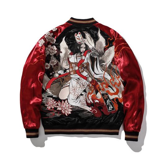 Mens Loose Fit Polyester Embroidered Chinese Style Jacket