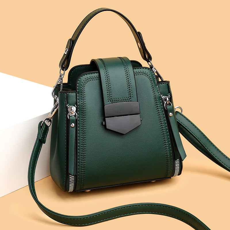 Elegant Lady Soft Leather Textured Small Handbag