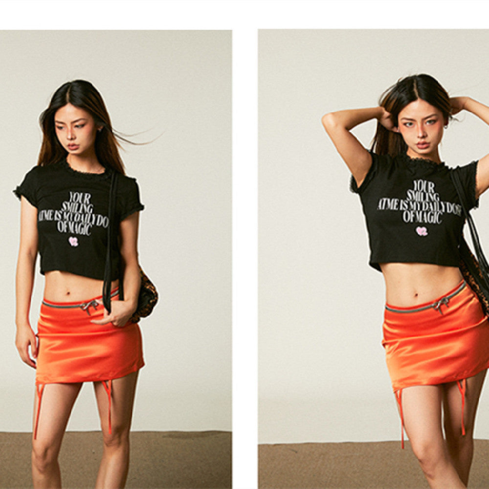 Stylish American Vintage Satin Halter Skirt
