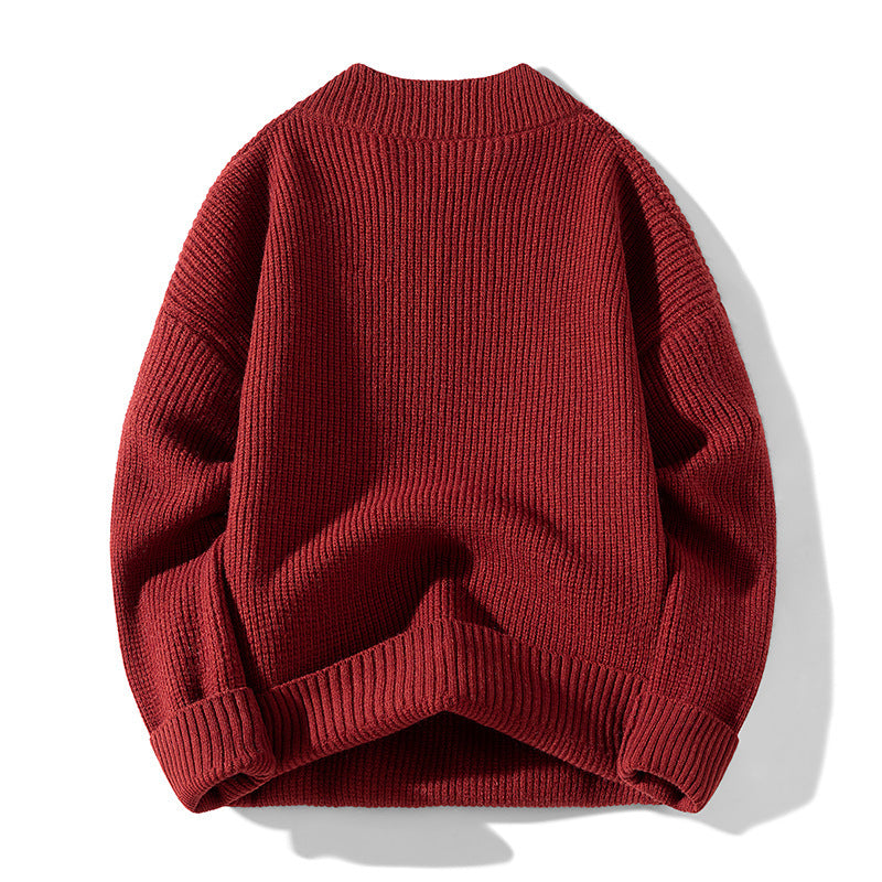 Ensfarvet alsidig half-turtleneck strikbluse til kvinder med knapper