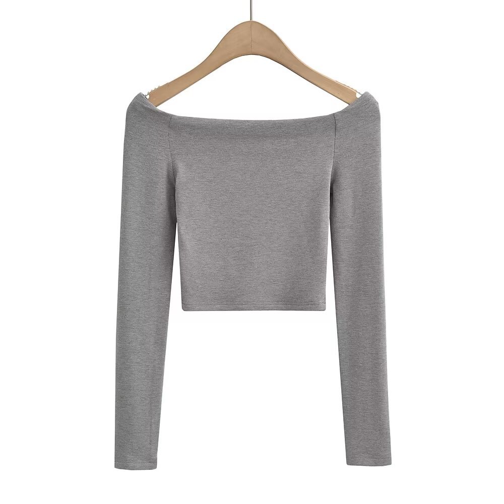 Womens Stylish Sexy Form-fitting Long-sleeve T-shirt