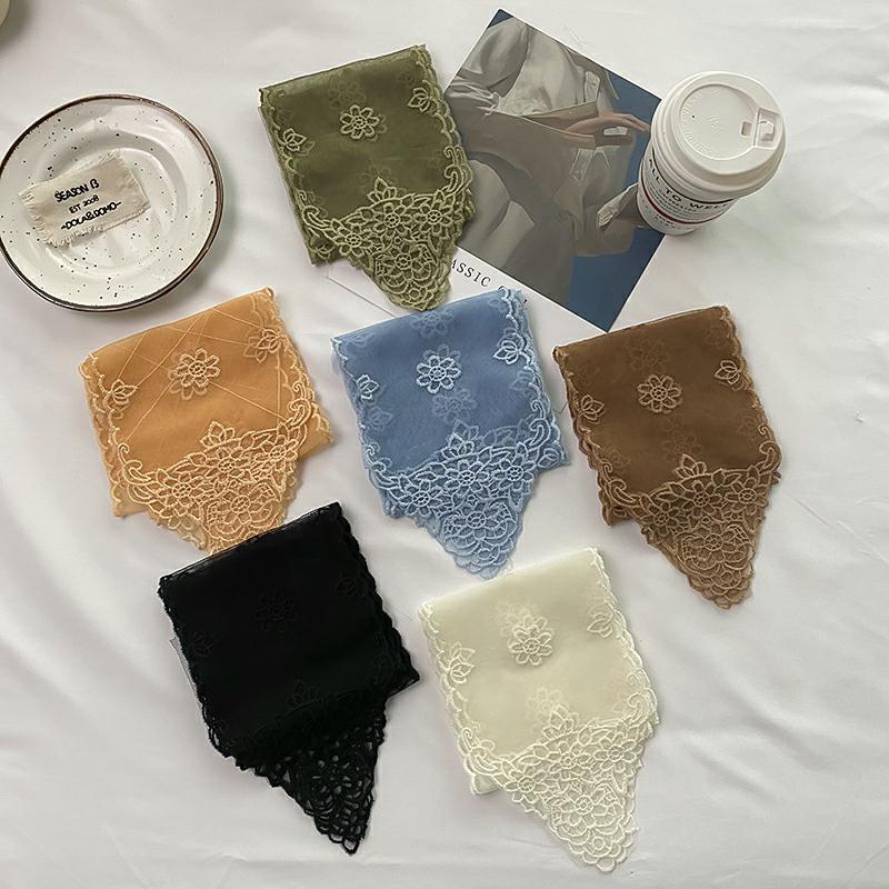 Streamer Small Scarf Embroidered Lace Tie Head Silk Scarf Hairband