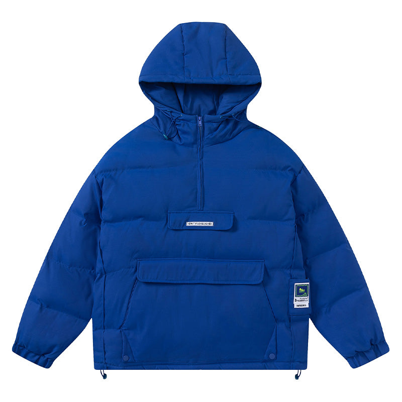 Europe And The United States Solid Color Thickened Hooded Cotton Jacket