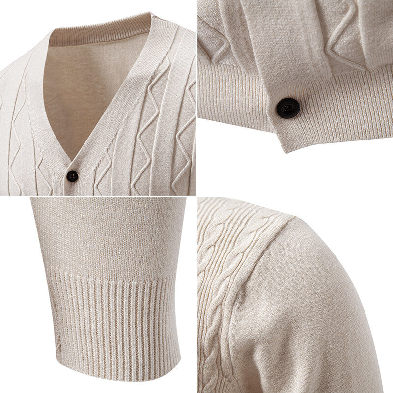 Men's Brocade Sweater Korean Style Trendy Casual Loose And Handsome V-neck Knitted Cardigan Coat