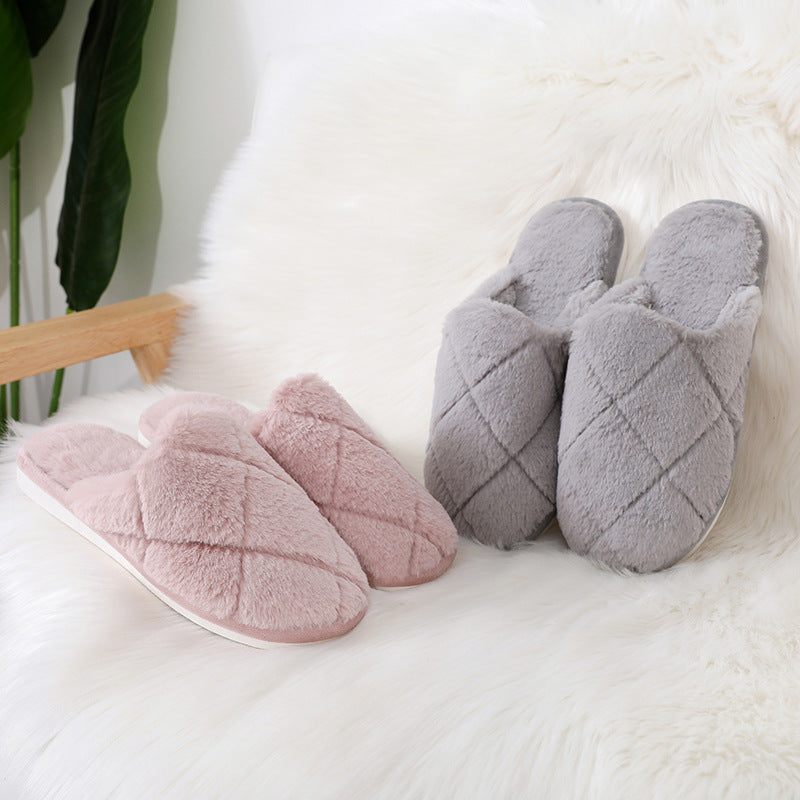 Furry Slippers Indoor Household Soft Bottom To Keep Warm