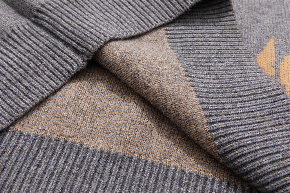 Trendy portræt-jacquardtrøje med rund hals