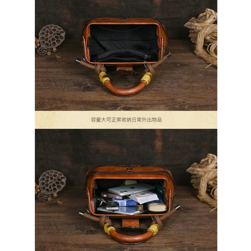 Artisan Luxury Leather Shoulder Bags for Women - 2025 Vintage Carved Designer Handbags