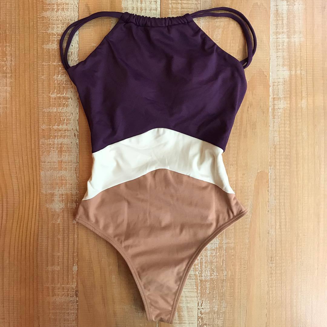 Women's Fashion Colorblock One Piece Swimsuit Bikini