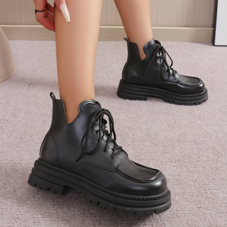 New Platform Cross Strap Solid Color Women's Boots