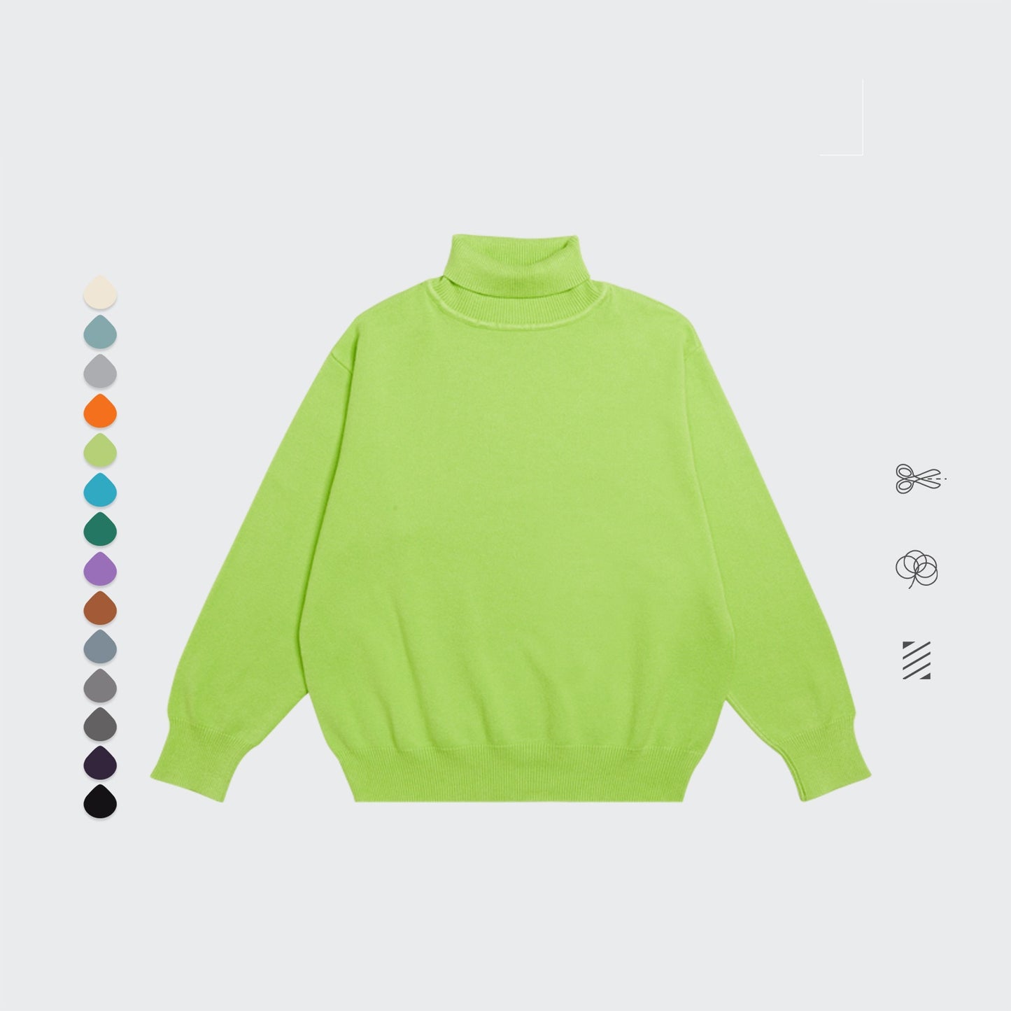 Core Spun Loose High Neck Sweater Solid Color Knitwear