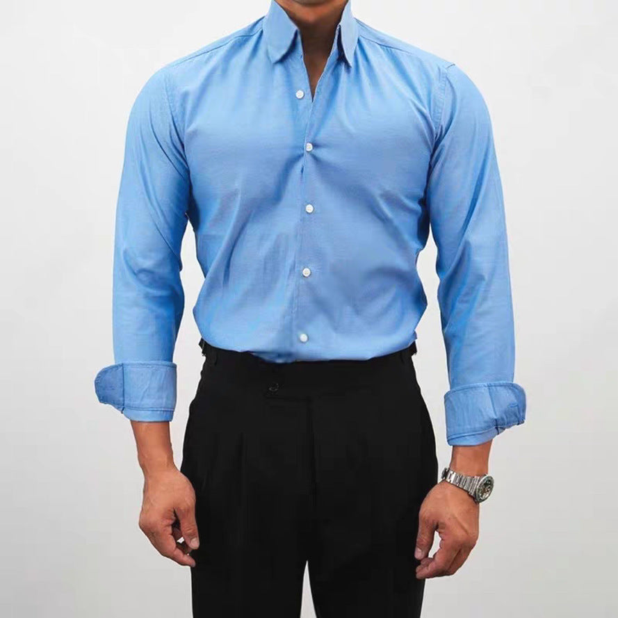 Casual Solid Color Workwear Shirt Men