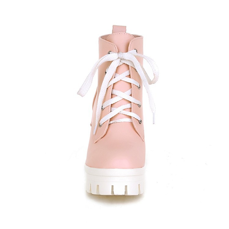 Ladies Lace Up High Heels New Sexy Thick Sole Punk Winter Snowshoes