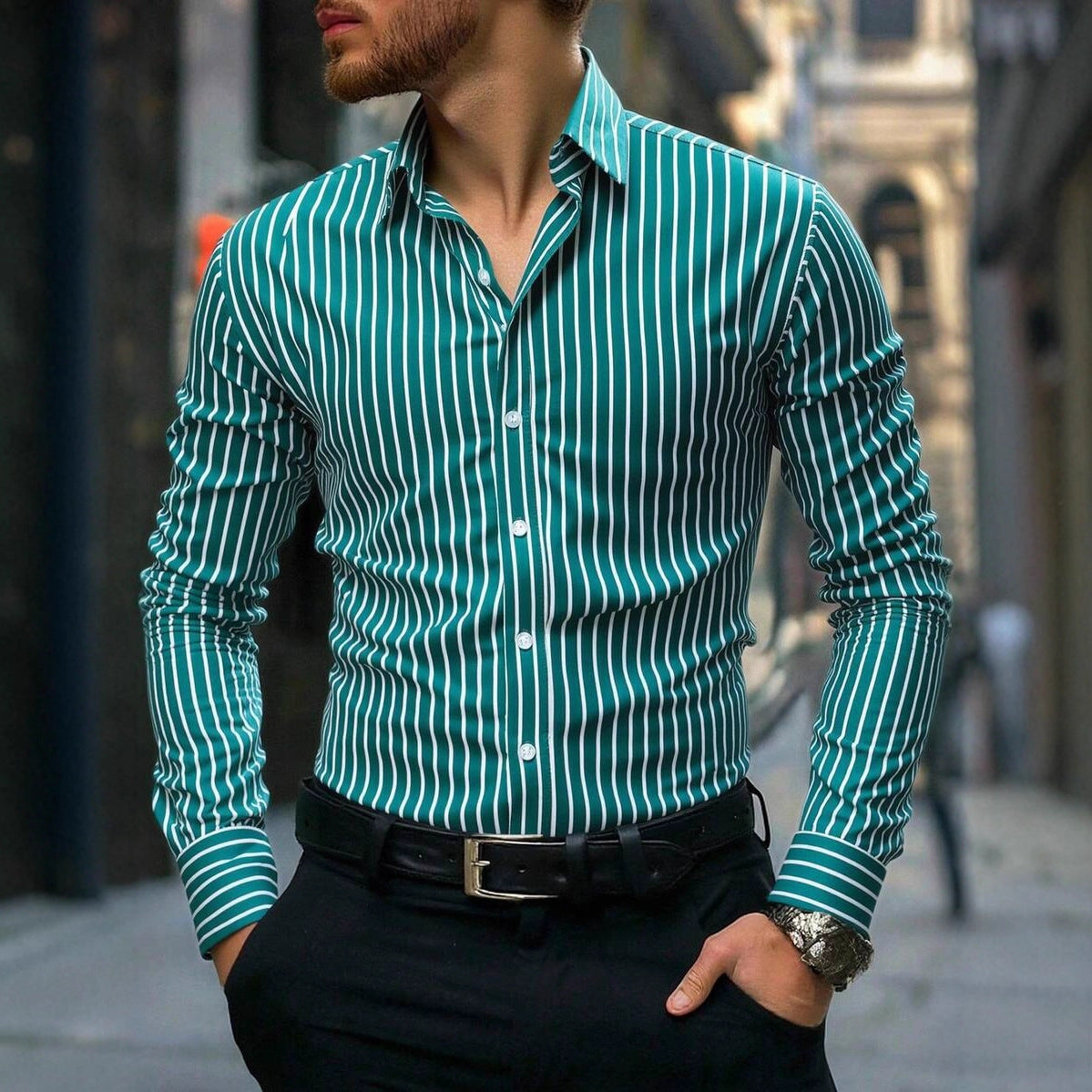 Men's Casual Simple And Fashionable Long-sleeved Shirt