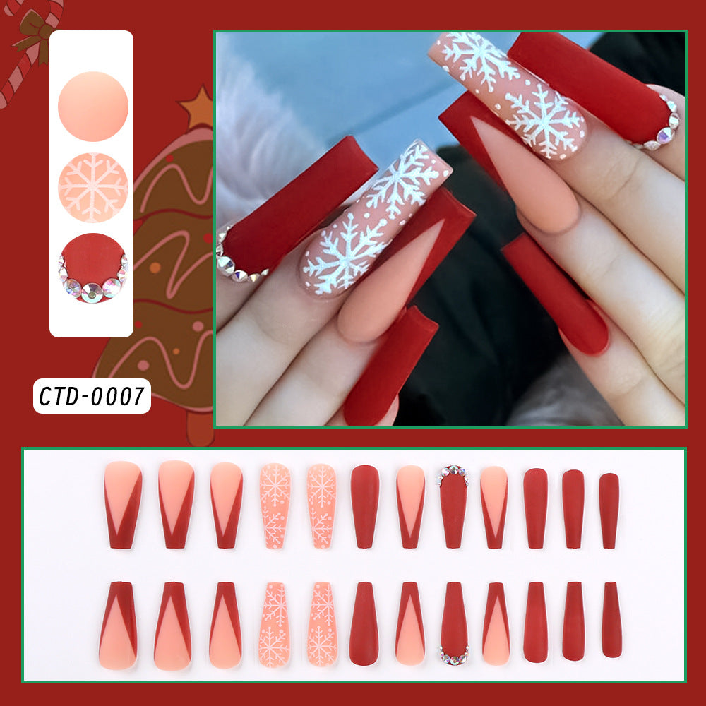 24 Pieces Christmas Black Red Bottom Big Snowflake Manicure
