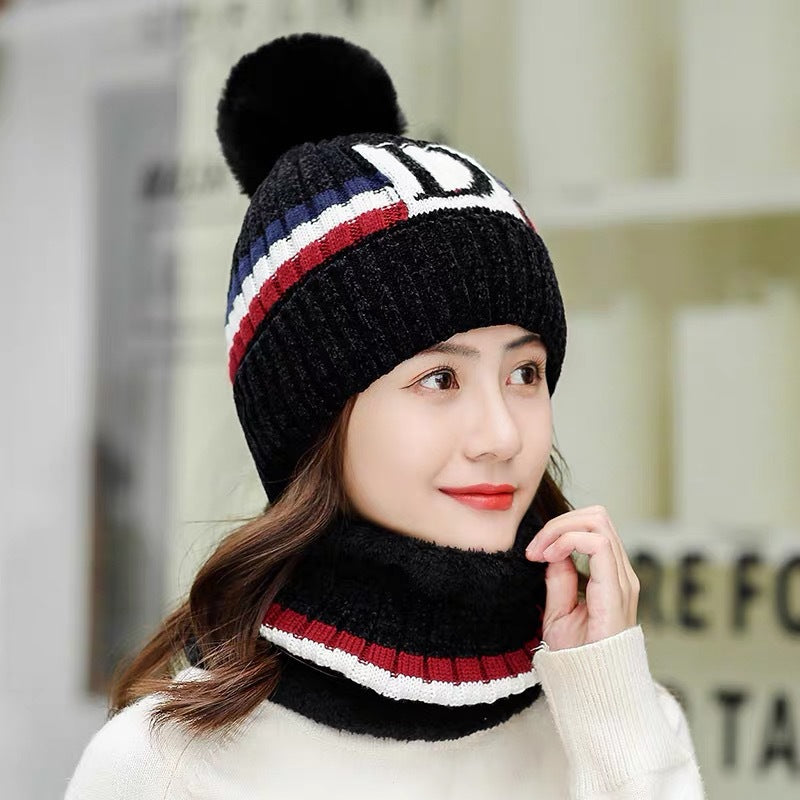 Hat Women's Fleece Scarf Suit Warm