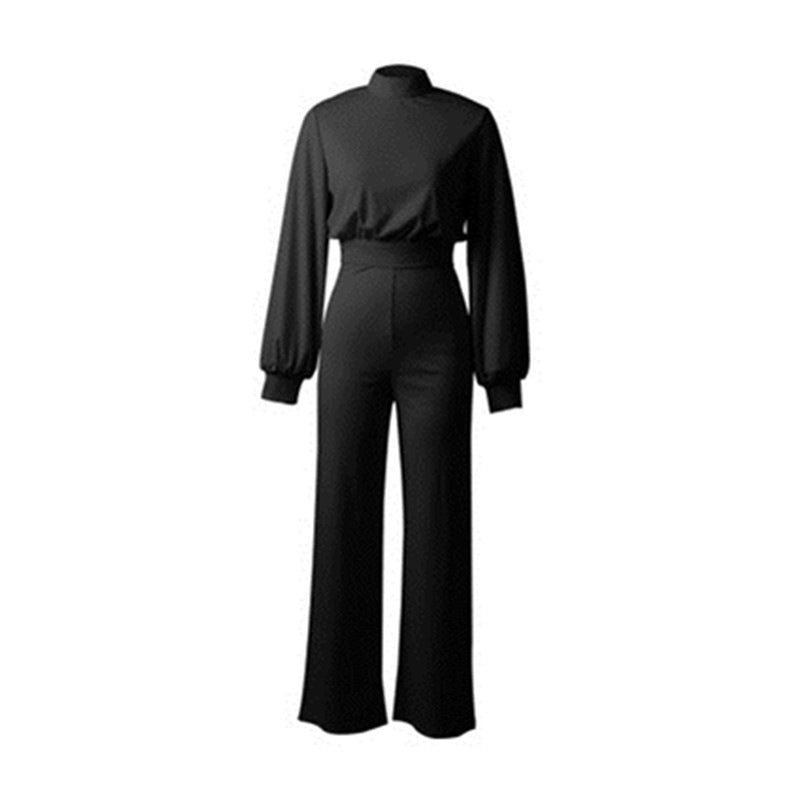 Womens Stylish Wide-leg Long-sleeve Jumpsuit