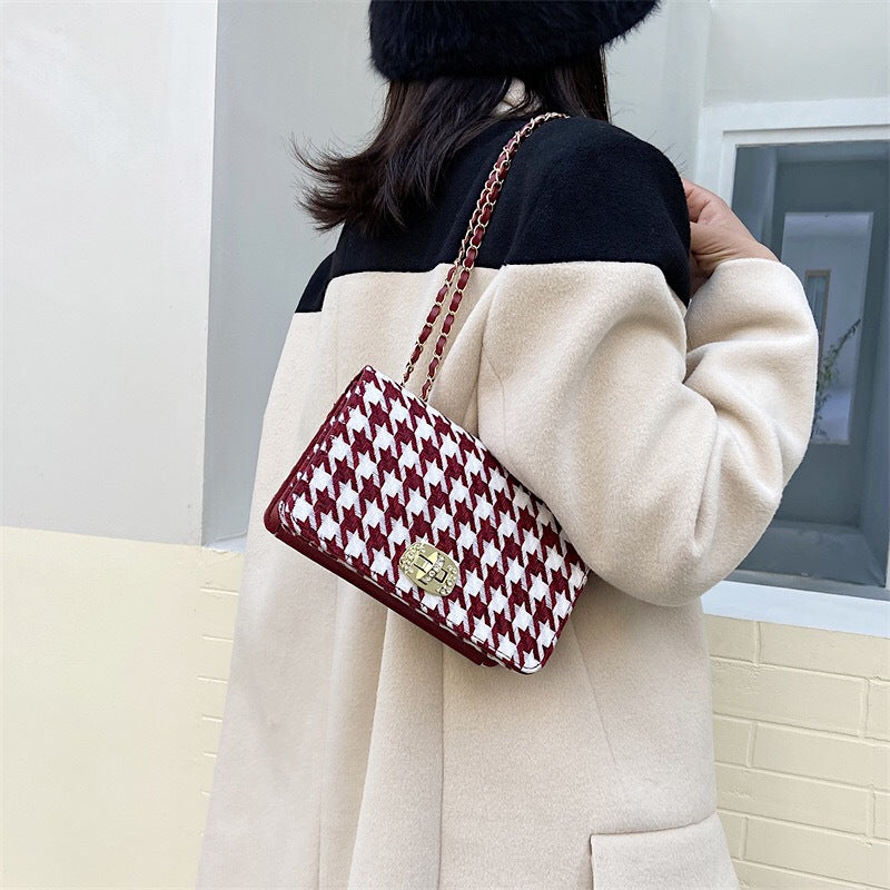 Western Style Simple Street Print Plaid One-shoulder Messenger Bag