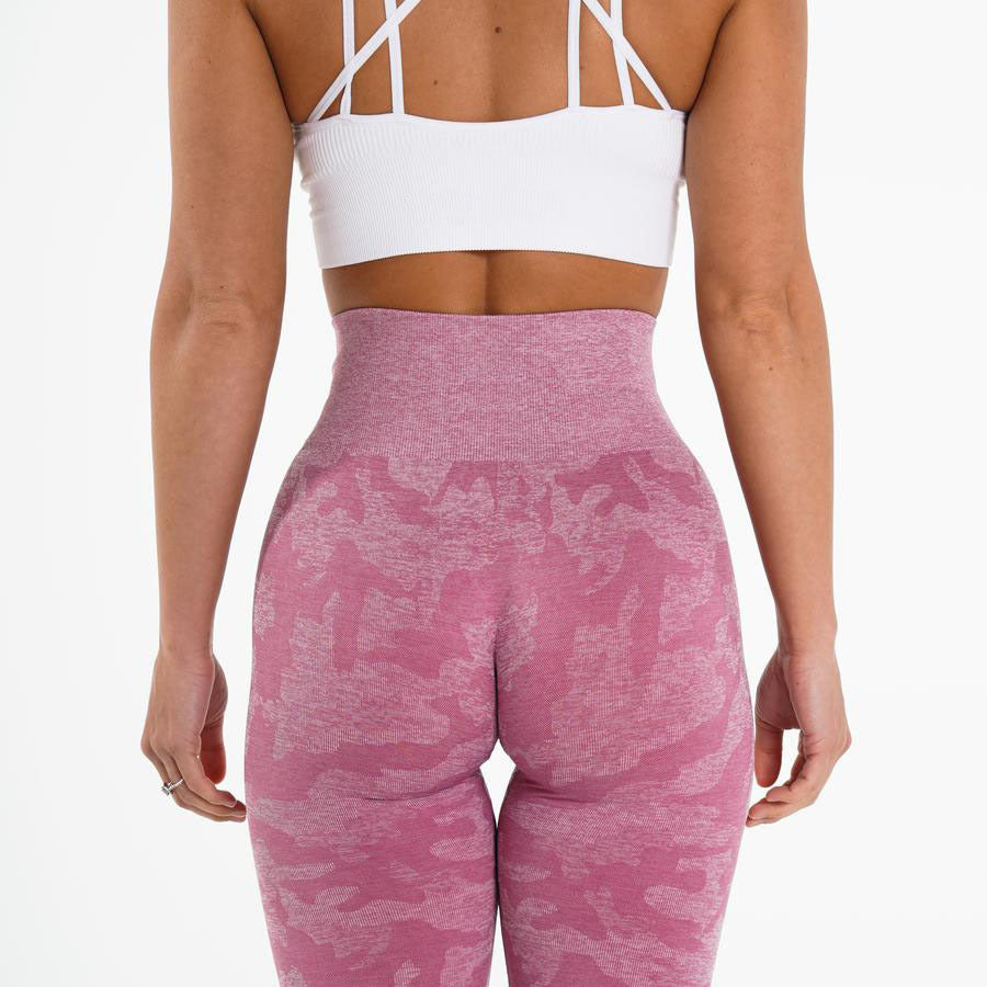 Fashion Snowflake Cropped Camouflage Jacquard Sømløse Fitness Yogabukser