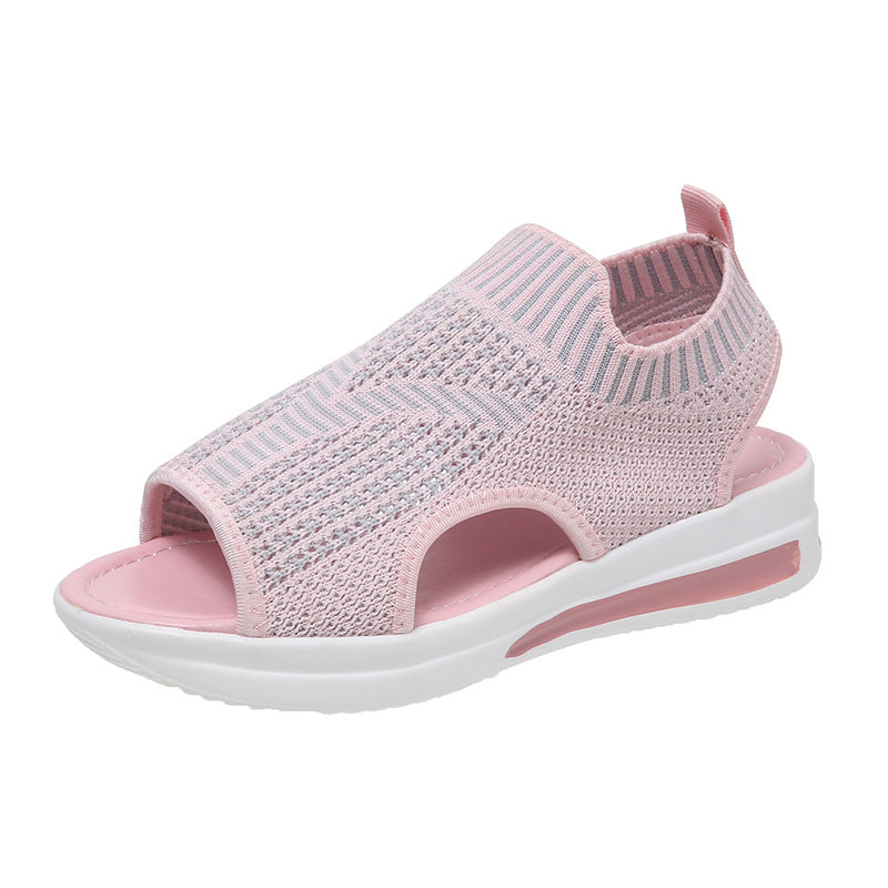 Blue Casual Plus Size Flyknit Sandals