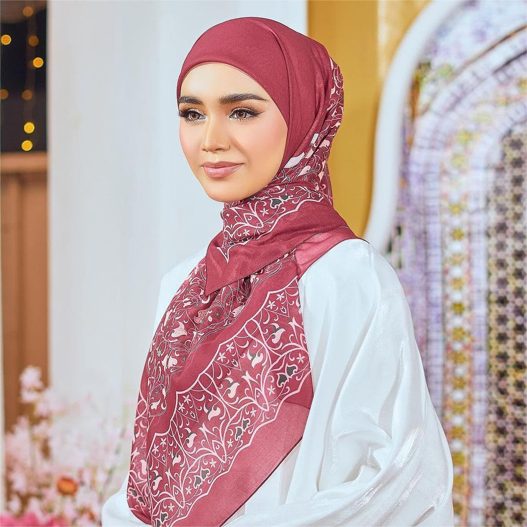 Malay Headscarf Tencel Cotton Square Scarf Pattern Headscarf
