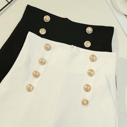 Women's High Waist Solid Color Straight Casual Wide-leg Pants