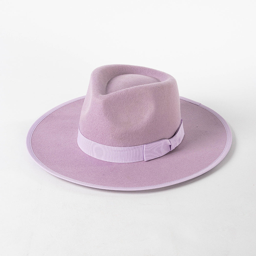 New Fashion Retro Crown Jazz Top Bow Wrapped Woolen Top Hat