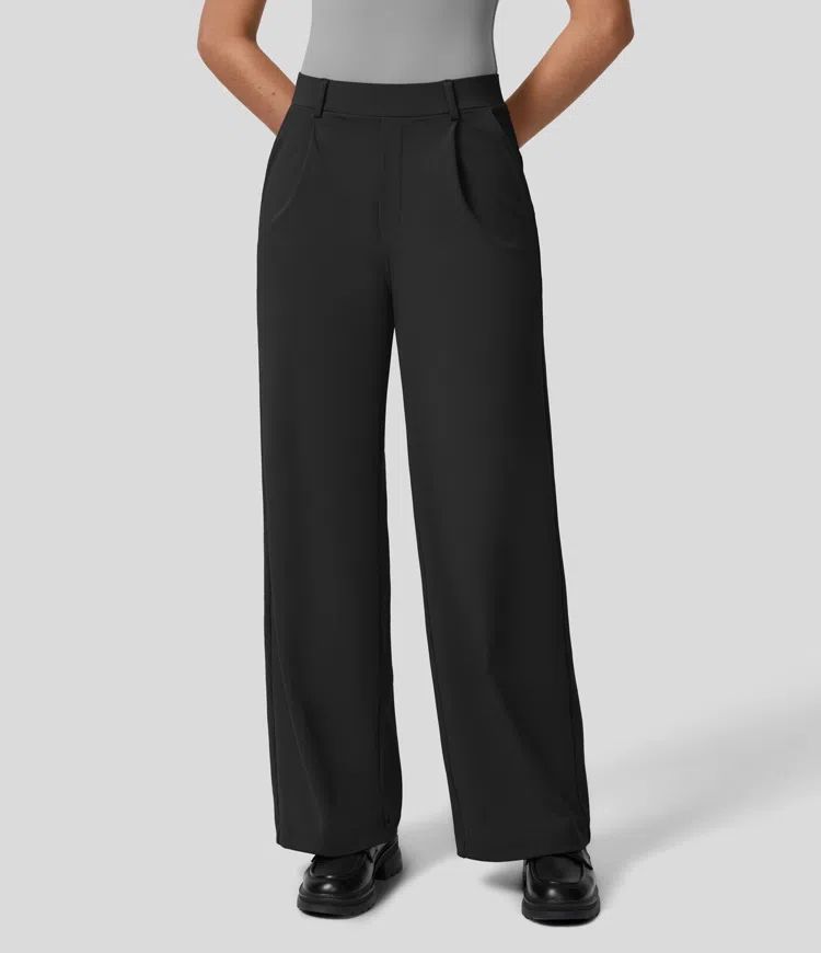 European And American High Waist Pocket Cropped Straight Pants