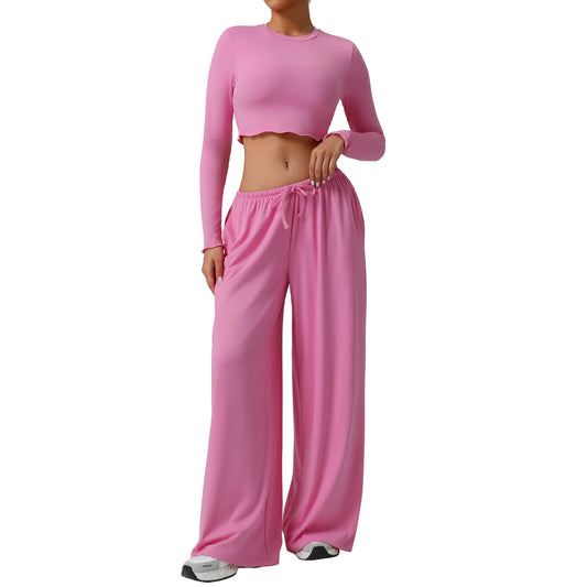 Loose Draping Wide-leg Pants For Workouts Yoga Outfit Set