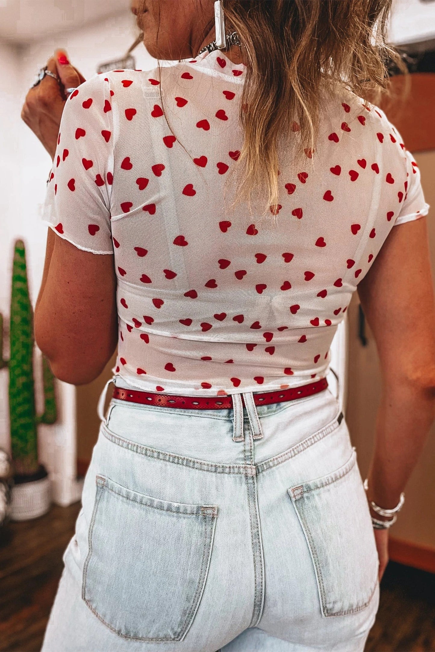 Womens Minimalist Printed Casual Short-sleeve Top