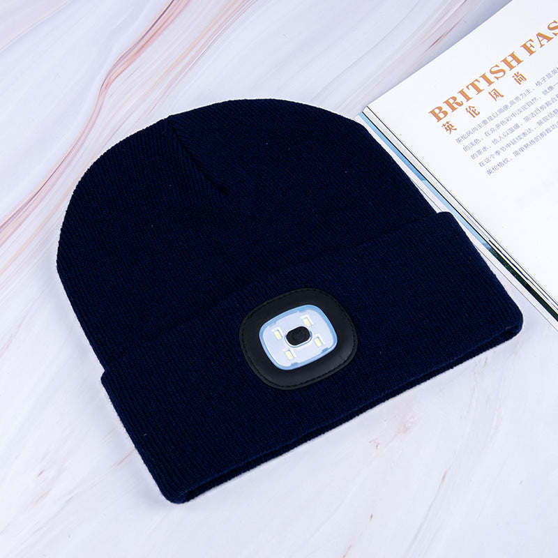 Rechargeable Model Outdoor Sports Dual Light Model LED Light Knitted Hat
