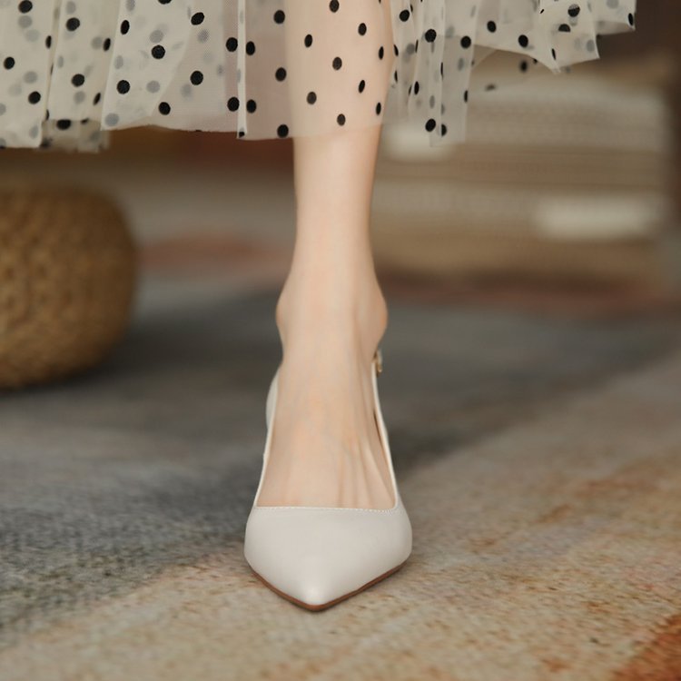 Women's Leather Covered Toe Sandals With High Heels