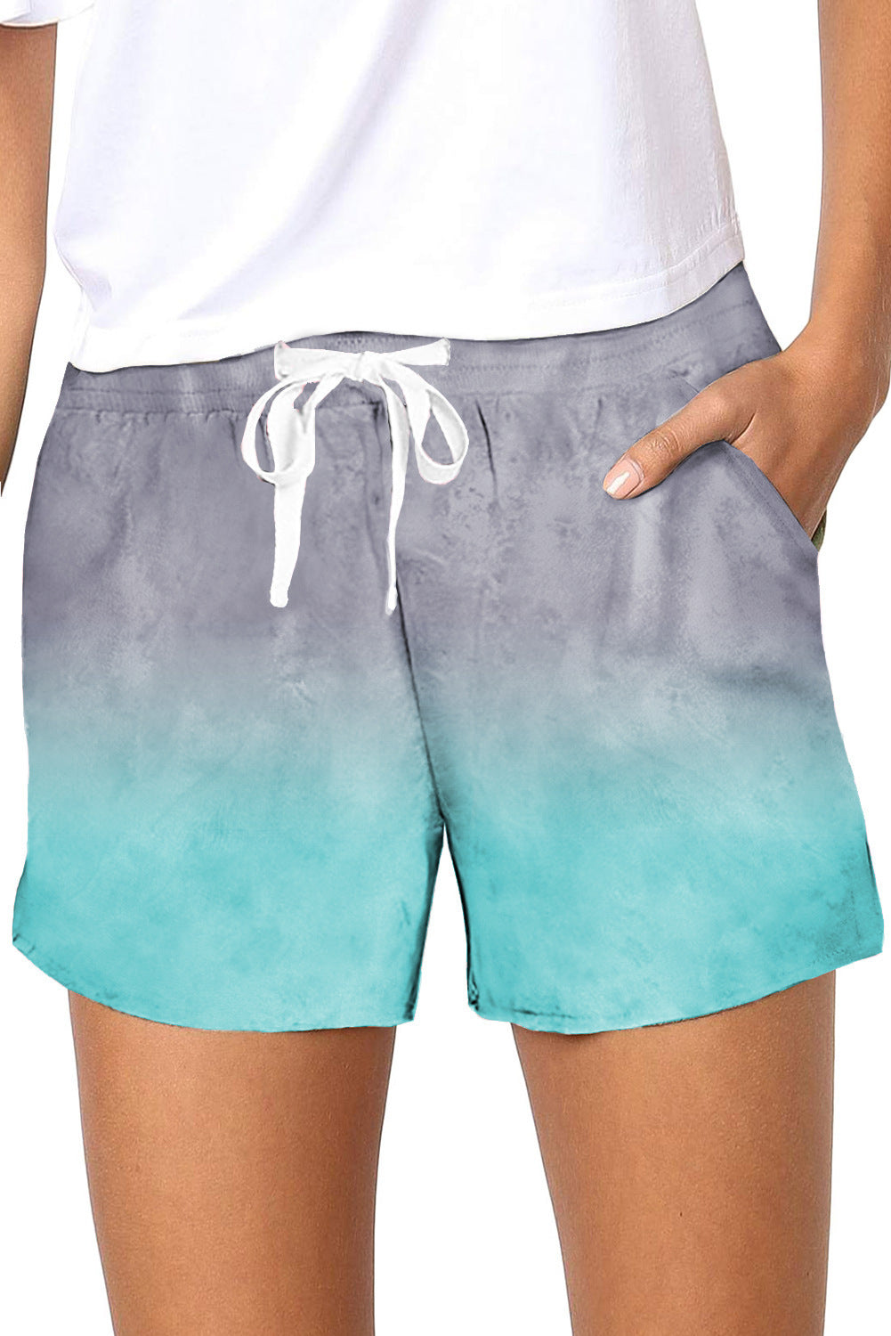 Summer Slim Tie Dye Patterned Gradient Casual Beachwear Shorts