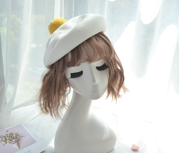 Thin Breathable Cute Poached Egg Beret