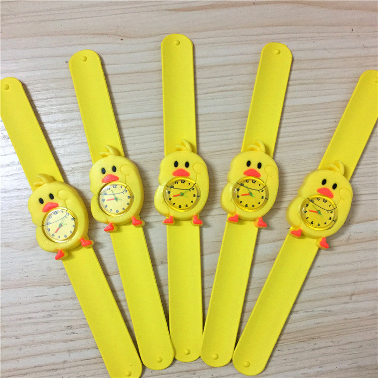 Little Yellow Duck PVC Drip Adhesive Cartoon Clapping Quartz Watch