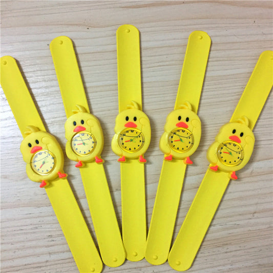 Little Yellow Duck PVC Drip Adhesive Cartoon Clapping Quartz Watch