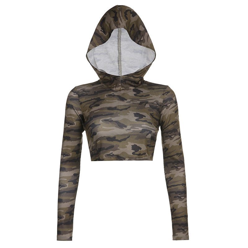 Camo Color Bump Trim Back Hollow Out Adjustable Bag Buckle Long Sleeve Short T-shirt