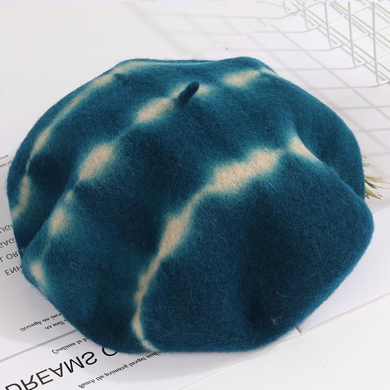 Tie Dyed Fine Wool Beret Hat